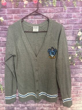 Gray Harry Potter Ravenclaw V-Neck Women's Cardigan with crest new medium unisex